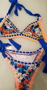 Two Piece Floral Stitch Bikini Swim Suit